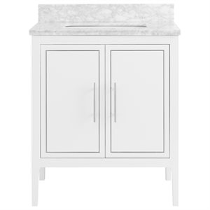 Province White and Silver 30" Single Vanity with Carrara Marble Top