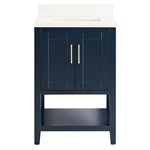 Sheraton 24" Navy Vanity with Pure White Quartz Top