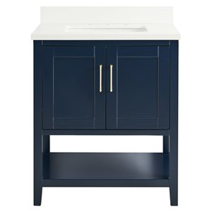 Sheraton 30" Navy Vanity with Pure White Quartz Top