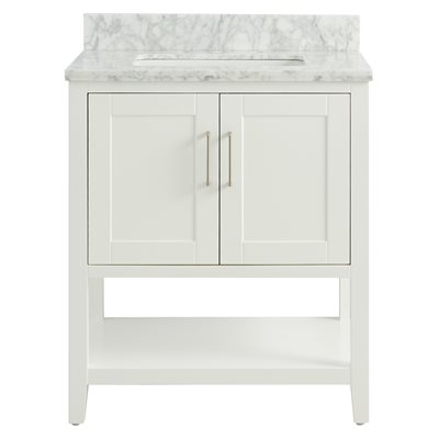 Sheraton 30" White Vanity with Carrara Marble Top