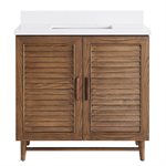 Lowell 36" Woodgrain Bathroom Vanity with Pure White Quartz Countertop and Basin