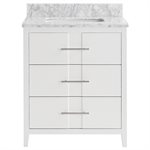 Iconic 30" White and Silver Vanity with Carrara Marble Top