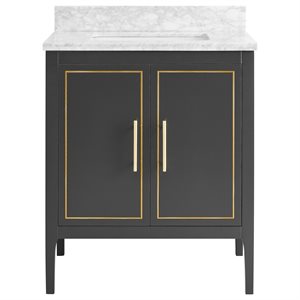 Province Charcoal and Gold 30" Single Vanity with Carrara Marble Top