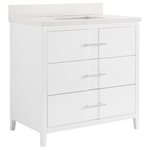 Iconic 36" White and Silver Vanity with Pure White Quartz Top