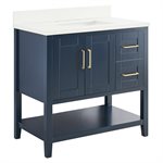 Sheraton 36" Navy Vanity with Pure White Quartz Top