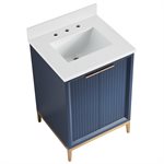 Bungalow 24" Navy and Gold Bathroom Vanity with Pure White Quartz Countertop and Basin