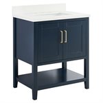 Sheraton 30" Navy Vanity with Pure White Quartz Top