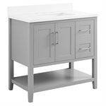 Sheraton 36" Gray Vanity with Pure White Quartz Top