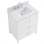 Iconic 30" White and Silver Vanity with Carrara Marble Top