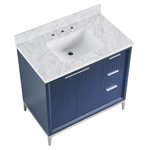 Bungalow 36" Navy and Silver Bathroom Vanity with Carrara Marble Countertop and Basin