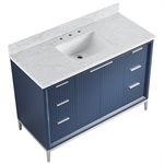 Bungalow 48" Navy and Silver Bathroom Vanity with Carrara Marble Countertop and Basin