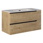 Duo Blonde Wood 40" Single Vanity with Integrated White Ceramic Top