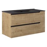 Duo Blonde Wood 40" Single Vanity with Integrated Black Ceramic Top