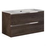 Duo Weathered Oak 40" Single Vanity with Integrated White Ceramic Top