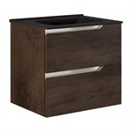 Duo Weathered Oak 24" Single Vanity with Integrated Black Ceramic Top