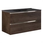 Duo Weathered Oak 40" Single Vanity with Integrated Black Ceramic Top