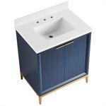 Bungalow 30" Navy and Gold Bathroom Vanity with Pure White Quartz Countertop and Basin