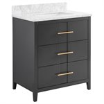 Iconic 30" Charcoal and Gold Vanity with Carrara Marble Top