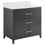 Iconic 36" Charcoal and Gold Vanity with Carrara Marble Top