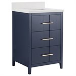 Iconic 24" Navy and Gold Vanity with Pure White Quartz Top