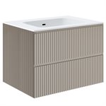 Linear Taupe 30" Single Vanity with Integrated White Solid Surface Top