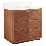 Marilyn Woodgrain 36" Single Vanity with Pure White Quartz Top