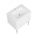 Alma White 30" Vanity w / Chrome Legs & Knobs with Integrated White Solid Surface Top