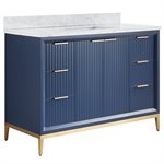 Bungalow 48" Navy and Gold Bathroom Vanity with Carrara Marble Countertop and Basin