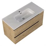 Duo Blonde Wood 40" Single Vanity with Integrated White Ceramic Top