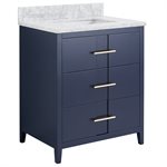 Iconic 30" Navy and Gold Vanity with Carrara Marble Top