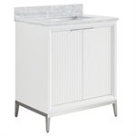 Bungalow 30" White and Silver Bathroom Vanity with Carrara Marble Countertop and Basin