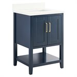 Sheraton 24" Navy Vanity with Pure White Quartz Top