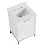 Bungalow 24" White and Silver Bathroom Vanity with Pure White Quartz Countertop and Basin