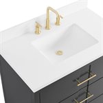 Iconic 36" Charcoal and Gold Vanity with Pure White Quartz Top