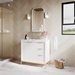 Bungalow 36" White and Gold Bathroom Vanity with Carrara Marble Countertop and Basin