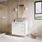 Bungalow 36" White and Silver Bathroom Vanity with Carrara Marble Countertop and Basin