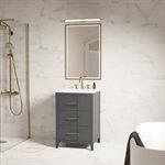 Iconic 24" Charcoal and Gold Vanity with Carrara Marble Top