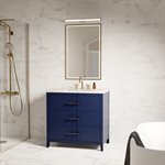 Iconic 36" Navy and Gold Vanity with Carrara Marble Top