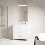 Iconic 36" White and Silver Vanity with Carrara Marble Top