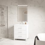 Iconic 30" White and Silver Vanity with Pure White Quartz Top