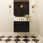 Alma Black 30" Vanity w / Chrome Legs & Knobs with Integrated White Solid Surface Top