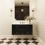 Alma Black 42" Vanity w / Chrome Legs & Knobs with Integrated White Solid Surface Top