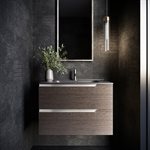 Duo Weathered Oak 32" Single Vanity with Integrated Black Ceramic Top