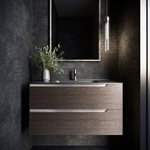 Duo Weathered Oak 40" Single Vanity with Integrated Black Ceramic Top