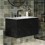 Linear Black 36" Single Vanity with Integrated White Solid Surface Top