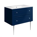 Alma Blue 36" Vanity w /  Chrome Legs & Knobs with Integrated White Solid Surface Top