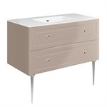 Alma Taupe 42" Vanity w /  Chrome Legs & Knobs with Integrated White Solid Surface Top