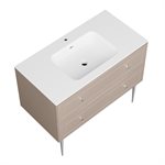 Alma Taupe 42" Vanity w / Chrome Legs & Knobs with Integrated White Solid Surface Top